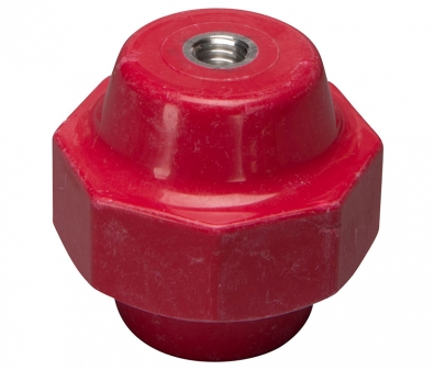 4150-A4 Mar-Bal Octagon Center Post 4000 Series Standoff Insulator, 1.5kV, Octagon Shape, 3/8-16 x 3/8, 1-1/2" height x 2" diameter, Aluminum Insert, Red, EACH